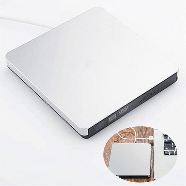 USB 3.0 Eksternt Slim DVD-RW Drev, 12,7 mm Bakke, Sølv