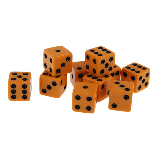 Förpackning med 10 st 18mm sexsidiga D6 tärningar för Du0026D TRPG Party Game Leksak Orange