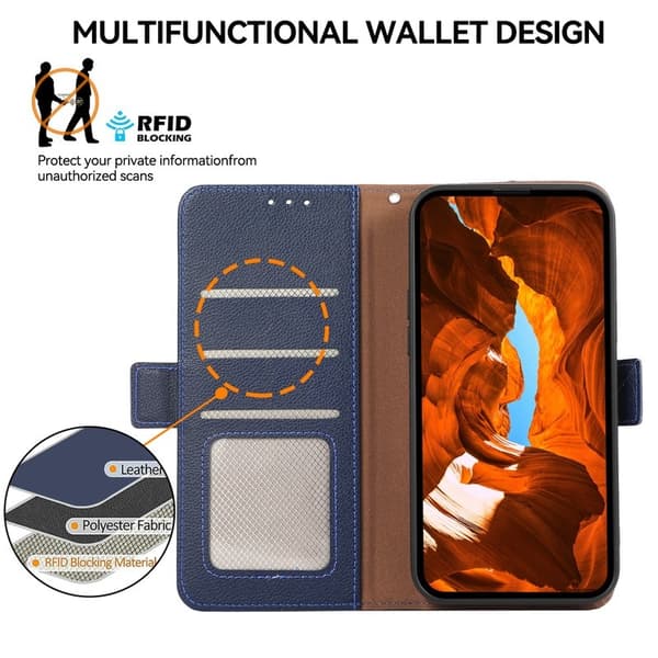 ABEEL Samsung Galaxy S23 Lompakkokotelo Tekonahka RFID-suoja Sininen