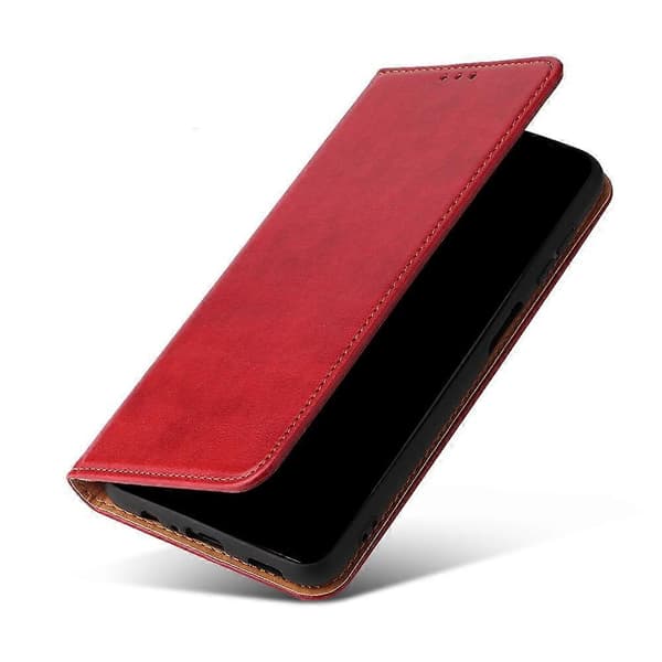Fierre Shann PU Læder Tekstur Telefon Cover Til Samsung Galaxy A56 5G Red
