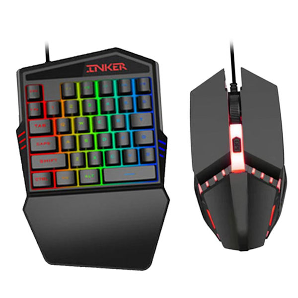 Bakgrundsbelyst enhands Gaming Tangentbord Mus Kylställ Tangentbord + Mus