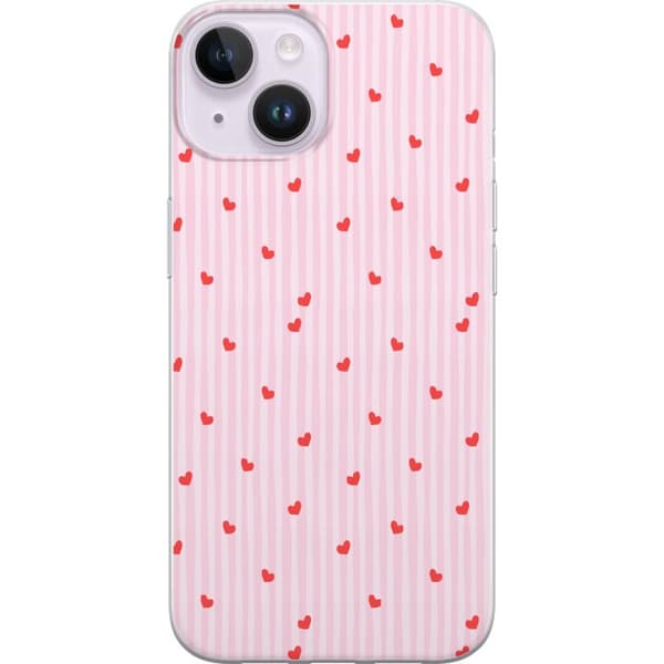 Kompatibelt mobildeksel til Apple iPhone 15 Rosa hjerter Mobilskal