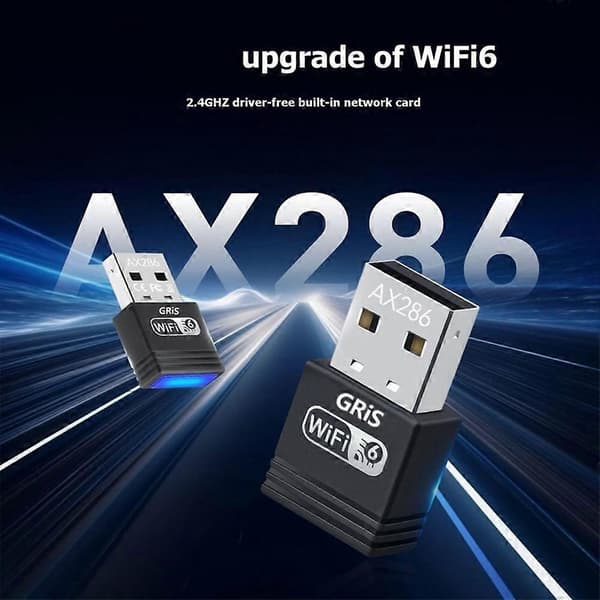 WiFi 6 USB-adapter 286 Mbps 2.4G trådlöst nätverkskort AIC8800FC för Win 11 10 Linux PC bärbar dator Black