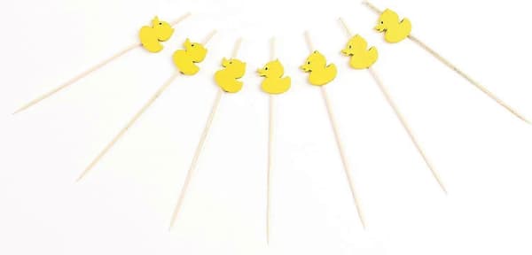 100-pack handgjorda cocktailpinnar i naturlig bambu, gula ankor