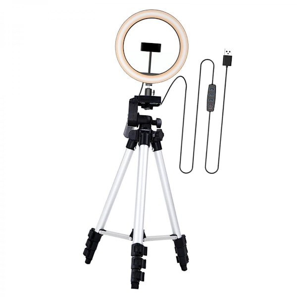 Pro LED Ring Light Kit med Stativhållare Dimbar Ringlampa för Smink Silver