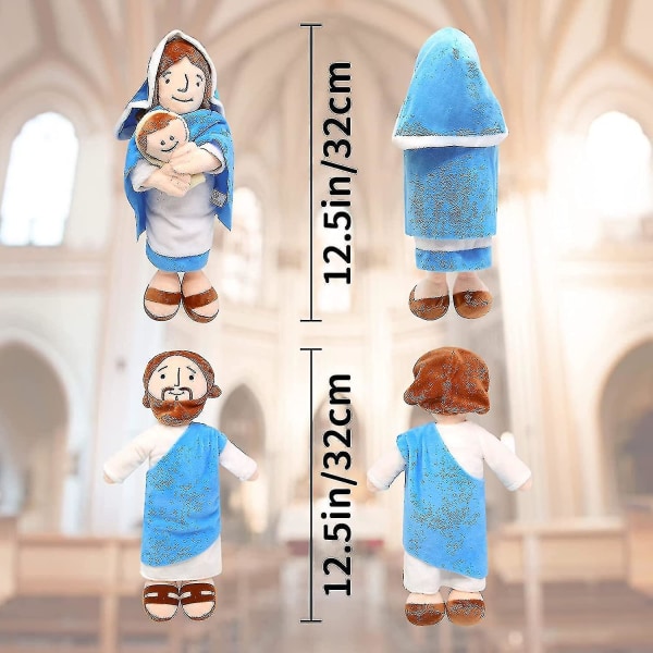 Jesus Virgin Mary Plyschleksak, Jesu mor Plyschstoppad docka,söta Kristus religiösa leksaker för dop Påskgåva Heminredning Mary x Jesus