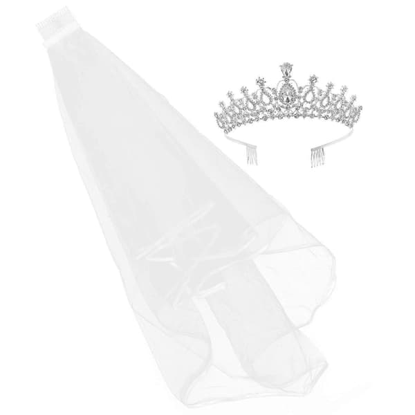 Strass Tiara Krona Slöja kompatibel med Bröllopsbruk 2st med Elegant Design Kam