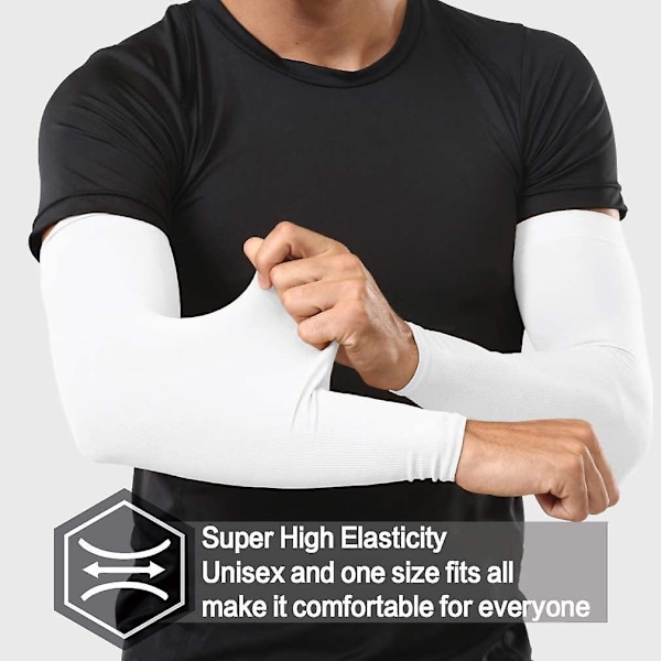 Arm Sleeves för män och kvinnor, Ärmar för att täcka armar för män och kvinnor 4-par White