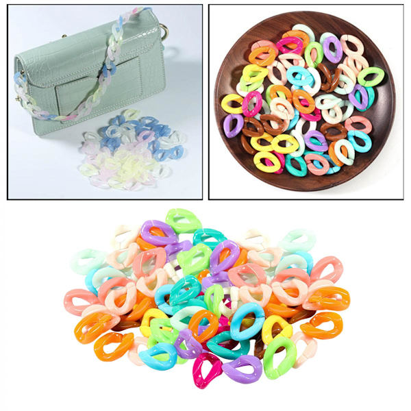 100 st C-clips Krokar C-kedja Plastlänkar Blandade Godis Pastellfärger för Barn Flickor Pojkar DIY Smyckestillverkning Armband