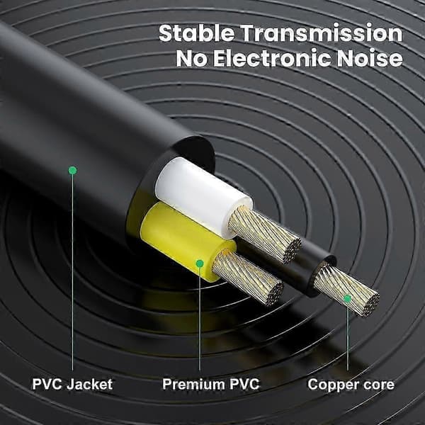 6,35 mm til 2 RCA han stereo splitter adapter forlængerkabel 3 meters