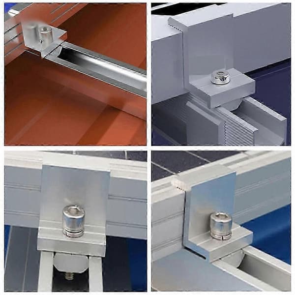Solpanelmonteringsklemme - Justerbar 30 mm endeklemme til PV-beslag Silver 35Mm