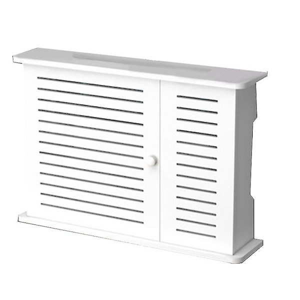 [RM]Wireless Wifi Router Boxes Wooden Box Cable Plus Wire Bracket Wall Hanging Plug Shelf -single (White)