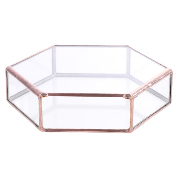 Geometrisk Glas Terrarium Låda Planteringskärl Suckulent Planteringskärl Väggdekor Koppar