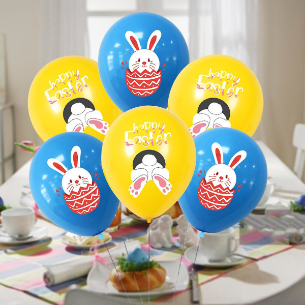 Farfi 40cm Partyballonger Kanintryck Bokstavsmönster Dekorativa Färgglada Hög Elasticitet Dekorera Inte Lätt Att Explodera Olika Färger Ägg Påskboll 10