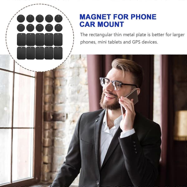 20 stk mobiltelefonholder bilmontering magnet telefon bilmontering telefonholder tilbehør magnetisk telefonholder bil Sort Black 6.5x4.5cm