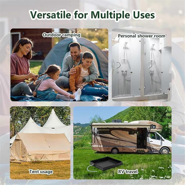 [RM]Portable Shower Tray, 41x41 inch Foldable Shower Base & Basin Floor with Detachable Drain Pipe, Ideal
