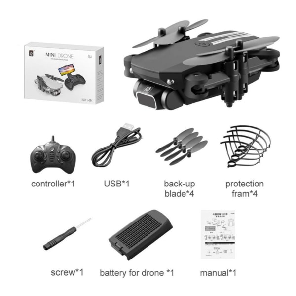 Vikbar Drönare 4K Vidvinkel Mini Drönare Wifi Quadcopter Svart+Vikbar Drönare 4K Vidvinkel Mini Drönare Wifi Quadcopter Vit