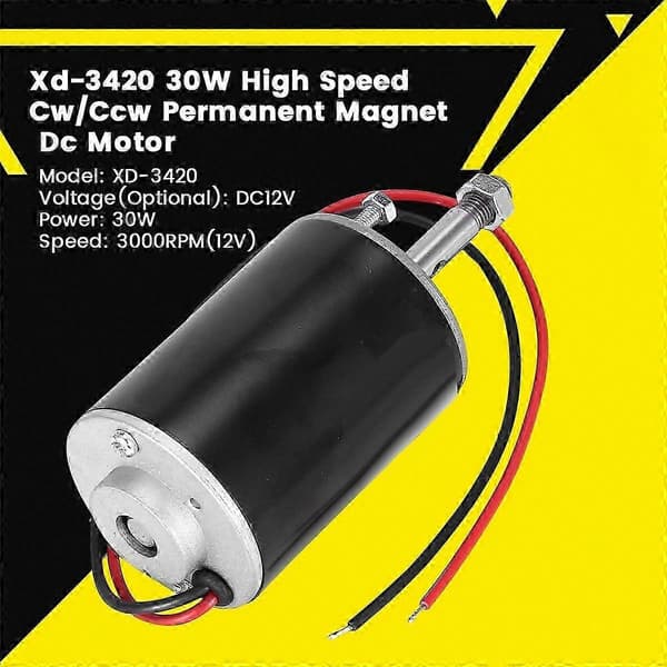 Xd-3420 30W 12V 3000RPM Permanent Magnet DC Motor CW/CCW Black