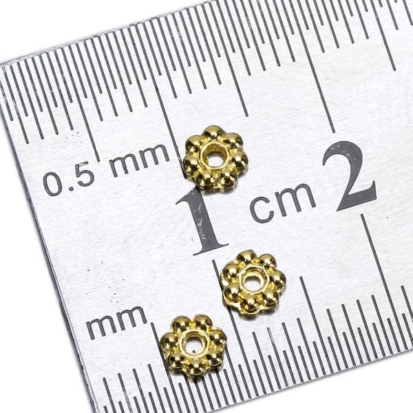 Parti om 100 st 4mm Rondell Mellanlägg Daisy Blomma Hantverk DIY Smyckestillverkning Guld Färg