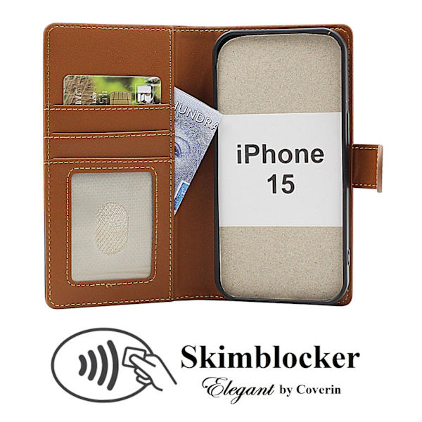[RM]Skimblocker iPhone 15 Plånboksfodral Svart