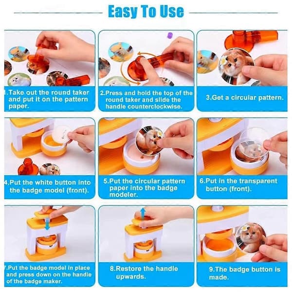 Simple Button Machine for Badges, DIY Pin Button Press Machine 48pcs Button Parts