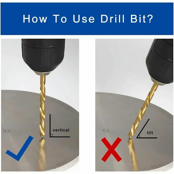 [RM]Left Hand Drill Bit Set, Titanium Nitride Coated HSS Drill Bit with Left Hand Threaded Design, Left Hand Drill Bit Set 135-Degree Double-Edged