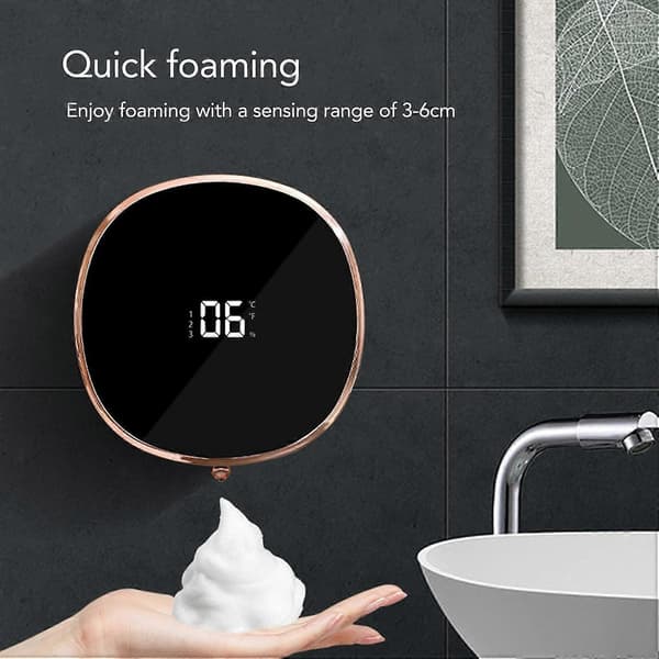 Automatisk sæbedispenser, håndfri opvaskemiddeldispenser, sæbedispenseringsniveauer, vægmontering til køkken og badeværelse, 13,3*6 cm, hvid, plastmateriale