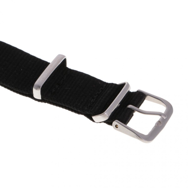Vävd Nylon Armbandsrem Rostfritt Stål Spänne Svart 22mm