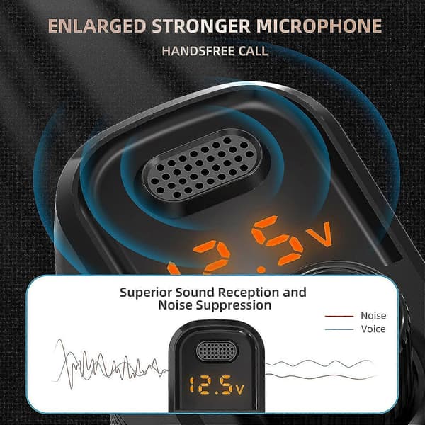 FM-sender Bluetooth 5.0 bilradiomottaker med 2 mikrofoner, 41W billader PD QC 3.0 med håndfri samtale, 2024 Ping