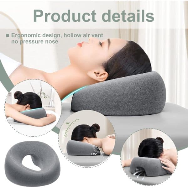 [RM]Face Pillow, O-shaped Comfortable Massage Headrest for Bed, Removable Massage Pillow Face Down for Women & Men
