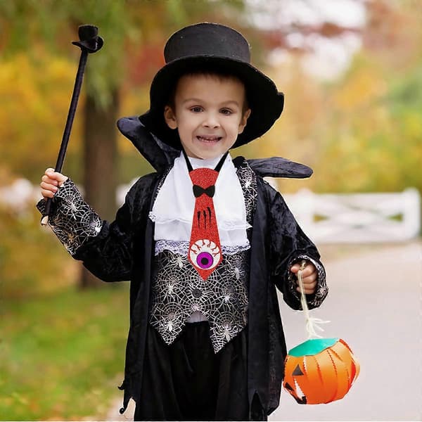 5 stk. Halloween-slips i filt, Halloween-dekoration, halsbind, elastisk justerbart slips, Halloween-festtilbehør
