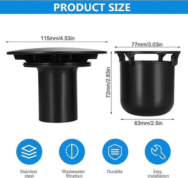 Bruseafløbsdæksel, 90mm/115mm Bruseafløb, Universal Bruseafløbsdæksel Erstatning, Bruseafløbspropdæksel