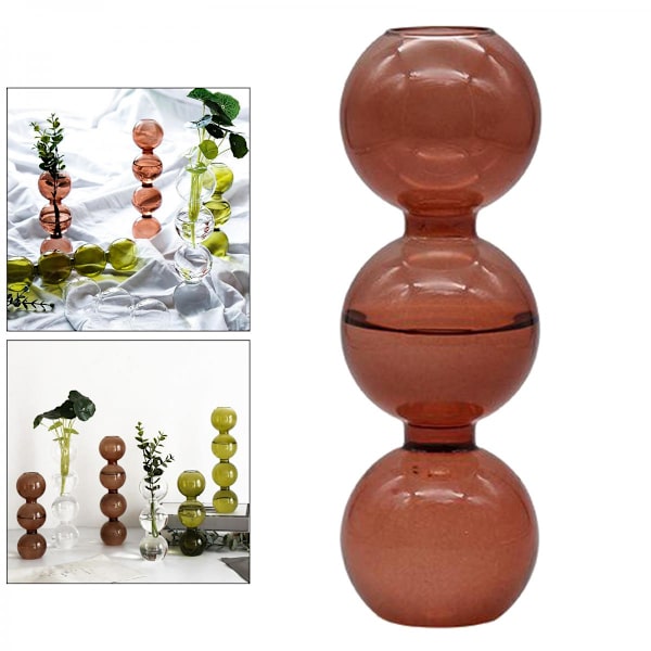 Glas Blomvas Terrarium Behållare Planteringskruka Rumsdekor Kaffe_S