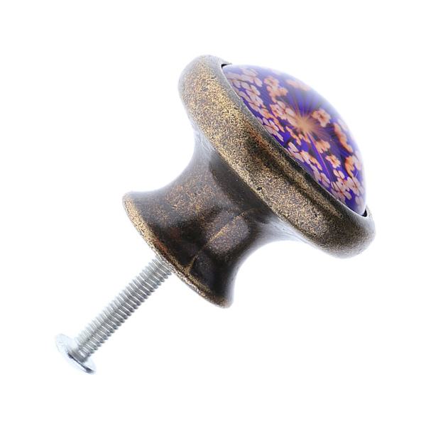 Vintage Rund Dörrhandtag Knopp för Skåp Låda Garderob Litet Blommönster