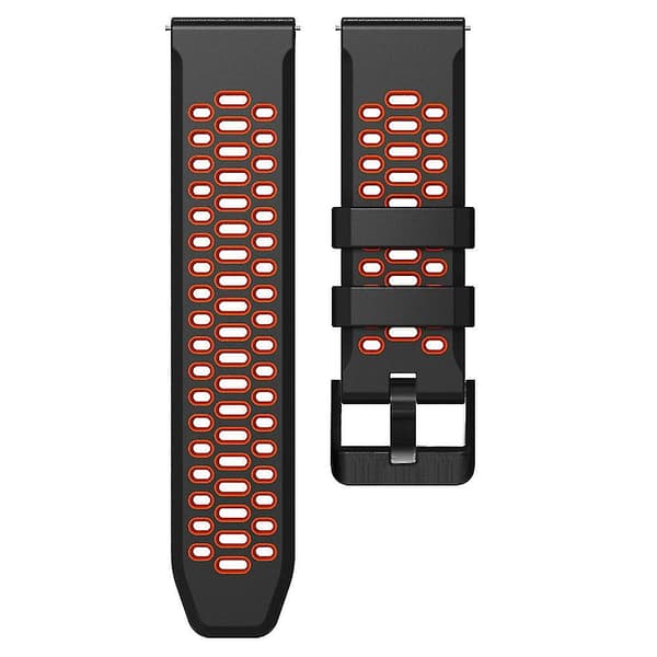 For Suunto 7/9/9 Baro, Two-tone Silicone Strap, 24mm Multi-hole Wristband, Quick Release Black Red