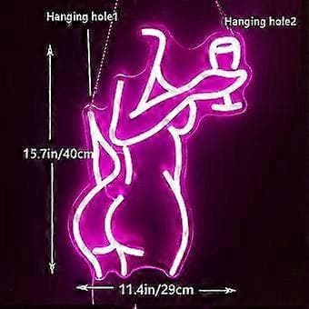 LED Neon Pink Lady Skylt - Dimbar Dekor för Sovrum, Bar, Butik - 16x11 Tum