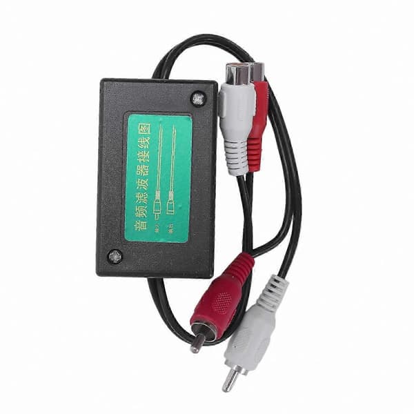 Jordsløjfestøjisolator til billydsystemer med 3,5 mm og RCA-stik black
