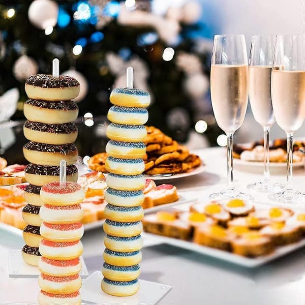 4 st munkställ i klar akryl, bagelställ, munkdessertställ för bröllopsfödelsedagsfest