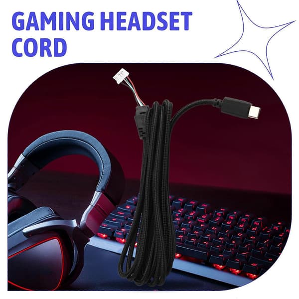 4X til ASUS ROG Delta / ROG Delta S USB-C Gaming Headset Ledning Aux Kabel Hovedtelefonkabel Black