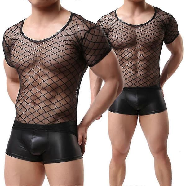 Herre Mesh Gennemsigtig Kortærmet T-shirt Toppe M