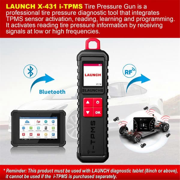 LAUNCH X431 I-TPMS Dekktrykkdiagnoseverktøy Dekktrykkaktiveringsenhet TPMS-programmering T Black