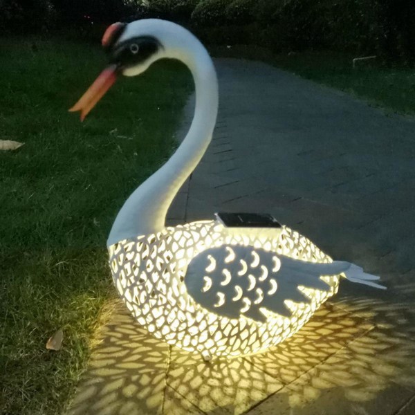 Solcellsdriven Trädgårdsdekoration Söt Djurlampa LED Trädgårdslampa Svan
