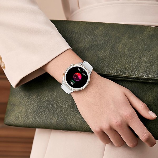 T21 1,32" Ips-skärm Smart Watch Bluetooth Call Vattentät watch med pulsmätning White Leather Strap
