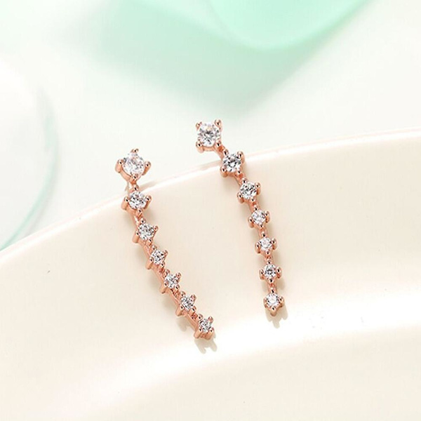 1 Par Örhängen Med 14k Guldpläterad Sterling Silver Stolpe Crawler Örhänge Klätterörhängen Rose Gold
