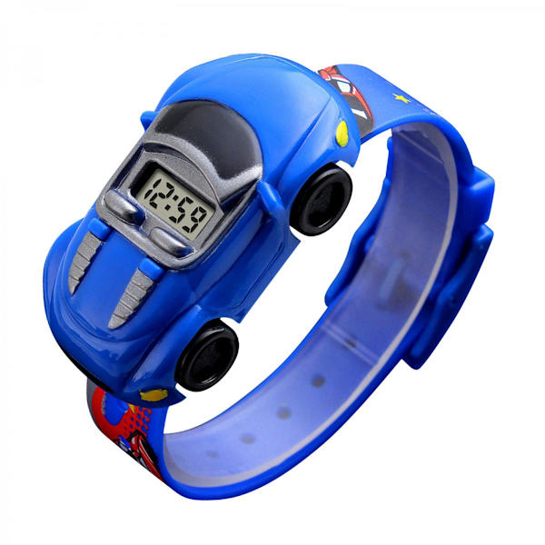 Barnklocka Bil Innovativ Bilform Elektronisk Armbandsur Blå