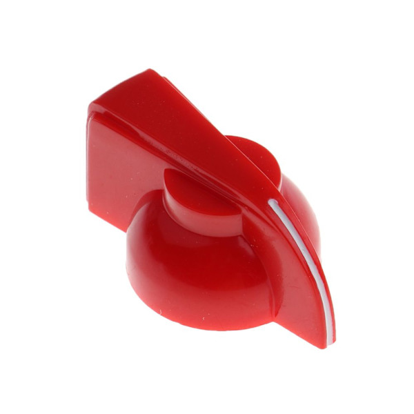 Potentiometerpedalknopp i plast, 6 mm diameter, gängad skruvlock i rött