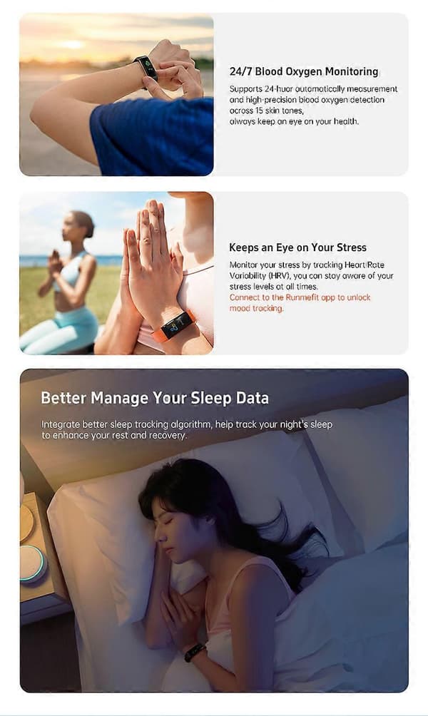 IP68 Smart Armbånd med Pulsmåler og Aktivitetsmåler