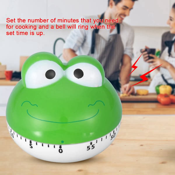 [RM]Green Frog Kitchen Timer Cute Manual Animal Shape Cooking Timer for Accurate Timing