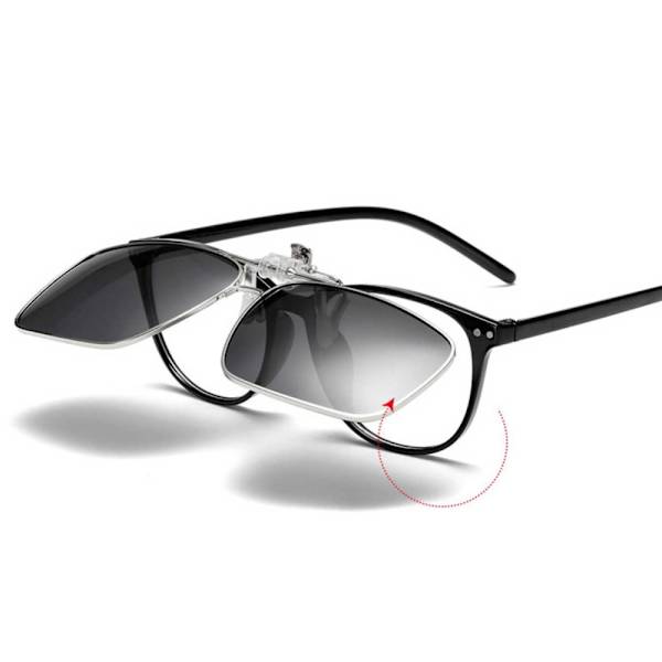 Foldable Metal Clip-on Sunglasses Flip Up Silver[RM]