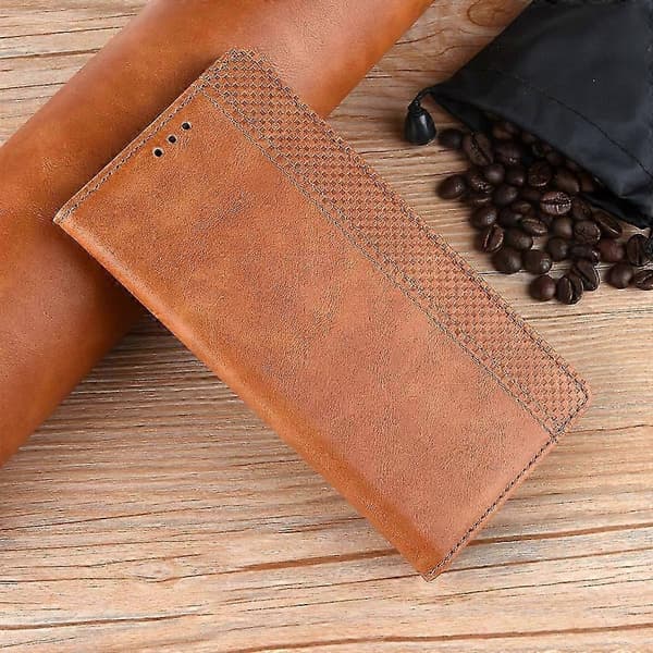 Retro Textur Läder Plånboksfodral Kompatibelt med Realme GT7 5G Kina Modell Telefonfodral med Stativfunktion Brown
